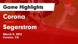 Corona  vs Segerstrom  Game Highlights - March 8, 2022