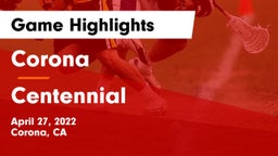Corona  vs Centennial  Game Highlights - April 27, 2022