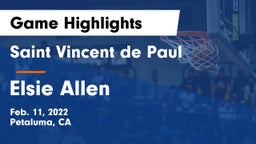 Saint Vincent de Paul vs Elsie Allen Game Highlights - Feb. 11, 2022