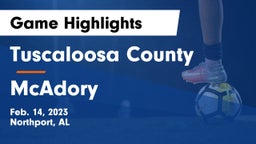 Tuscaloosa County  vs McAdory  Game Highlights - Feb. 14, 2023