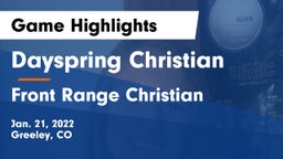 Dayspring Christian  vs Front Range Christian  Game Highlights - Jan. 21, 2022
