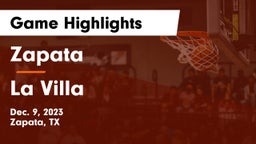 Zapata  vs La Villa Game Highlights - Dec. 9, 2023