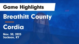 Breathitt County  vs Cordia Game Highlights - Nov. 30, 2023