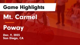 Mt. Carmel  vs Poway  Game Highlights - Dec. 9, 2023