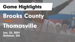 Brooks County  vs Thomasville  Game Highlights - Jan. 23, 2024