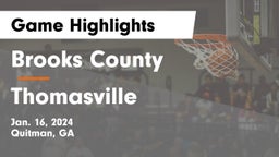 Brooks County  vs Thomasville  Game Highlights - Jan. 16, 2024