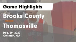 Brooks County  vs Thomasville  Game Highlights - Dec. 29, 2022