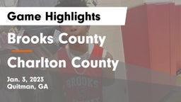 Brooks County  vs Charlton County  Game Highlights - Jan. 3, 2023