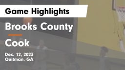 Brooks County  vs Cook  Game Highlights - Dec. 12, 2023
