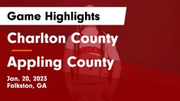 Charlton County  vs Appling County  Game Highlights - Jan. 20, 2023