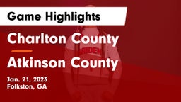 Charlton County  vs Atkinson County  Game Highlights - Jan. 21, 2023