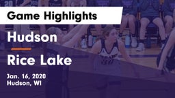 Hudson  vs Rice Lake  Game Highlights - Jan. 16, 2020