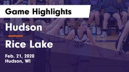 Hudson  vs Rice Lake  Game Highlights - Feb. 21, 2020