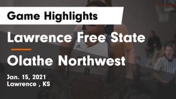 Lawrence Free State  vs Olathe Northwest  Game Highlights - Jan. 15, 2021