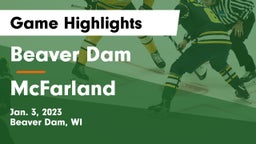 Beaver Dam  vs McFarland  Game Highlights - Jan. 3, 2023