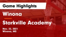 Winona  vs Starkville Academy  Game Highlights - Nov. 22, 2021