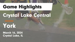 Crystal Lake Central  vs York  Game Highlights - March 16, 2024