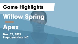  Willow Spring  vs Apex  Game Highlights - Nov. 27, 2023