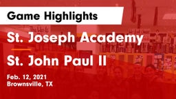 St. Joseph Academy  vs St. John Paul II  Game Highlights - Feb. 12, 2021