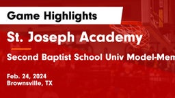 St. Joseph Academy  vs Second Baptist School Univ Model-Memorial campus Game Highlights - Feb. 24, 2024