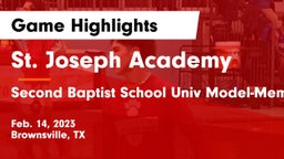 St. Joseph Academy  vs Second Baptist School Univ Model-Memorial campus Game Highlights - Feb. 14, 2023