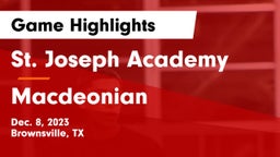 St. Joseph Academy  vs Macdeonian Game Highlights - Dec. 8, 2023