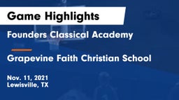 Founders Classical Academy  vs Grapevine Faith Christian School Game Highlights - Nov. 11, 2021