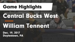 Central Bucks West  vs William Tennent  Game Highlights - Dec. 19, 2017