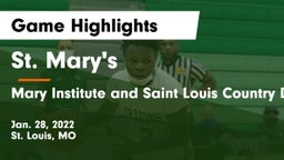 St. Mary's  vs Mary Institute and Saint Louis Country Day School Game Highlights - Jan. 28, 2022
