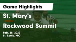 St. Mary's  vs Rockwood Summit  Game Highlights - Feb. 28, 2022