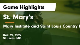 St. Mary's  vs Mary Institute and Saint Louis Country Day School Game Highlights - Dec. 27, 2022