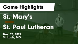St. Mary's  vs St. Paul Lutheran  Game Highlights - Nov. 20, 2023