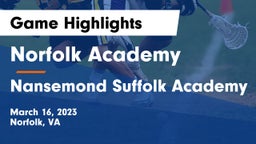 Norfolk Academy vs Nansemond Suffolk Academy Game Highlights - March 16, 2023