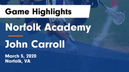 Norfolk Academy vs John Carroll  Game Highlights - March 5, 2020