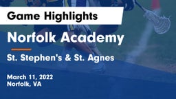 Norfolk Academy vs St. Stephen's & St. Agnes Game Highlights - March 11, 2022