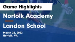 Norfolk Academy vs Landon School Game Highlights - March 26, 2022