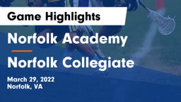 Norfolk Academy vs Norfolk Collegiate Game Highlights - March 29, 2022