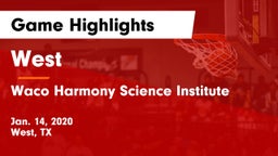 West  vs Waco Harmony Science Institute Game Highlights - Jan. 14, 2020