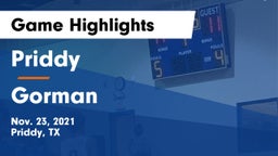 Priddy  vs Gorman  Game Highlights - Nov. 23, 2021