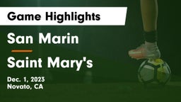 San Marin  vs Saint Mary's Game Highlights - Dec. 1, 2023