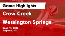 Crow Creek  vs Wessington Springs  Game Highlights - Sept. 15, 2022