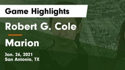 Robert G. Cole  vs Marion  Game Highlights - Jan. 26, 2021