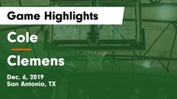 Cole  vs Clemens  Game Highlights - Dec. 6, 2019
