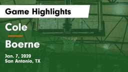 Cole  vs Boerne  Game Highlights - Jan. 7, 2020