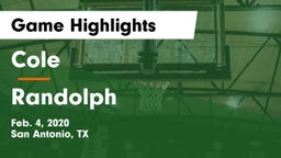 Cole  vs Randolph  Game Highlights - Feb. 4, 2020