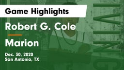 Robert G. Cole  vs Marion  Game Highlights - Dec. 30, 2020