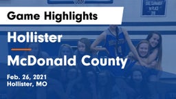 Hollister  vs McDonald County  Game Highlights - Feb. 26, 2021