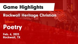 Rockwall Heritage Christian  vs Poetry Game Highlights - Feb. 6, 2023