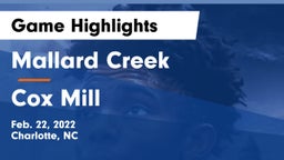 Mallard Creek  vs Cox Mill Game Highlights - Feb. 22, 2022