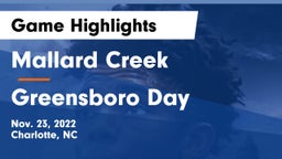 Mallard Creek  vs Greensboro Day Game Highlights - Nov. 23, 2022